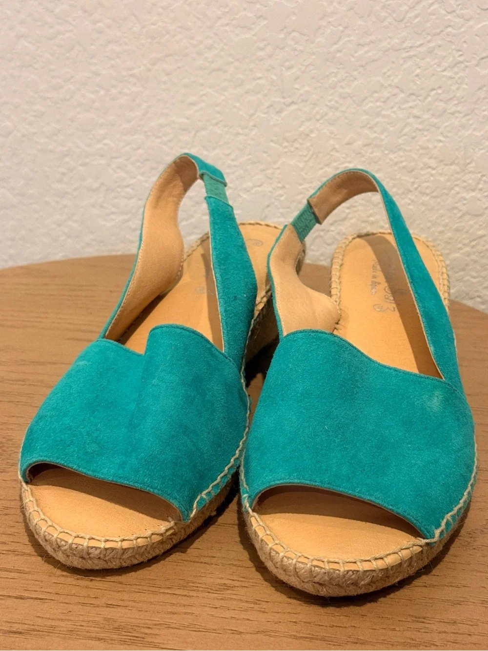 Turquoise‎ Suede Slingback Espadrille Wedges